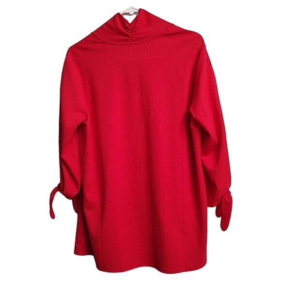 Iman Woman's City Chic Red Open front Jacket Crepe TIE Sleeves Size Medium - Picture 2 of 12